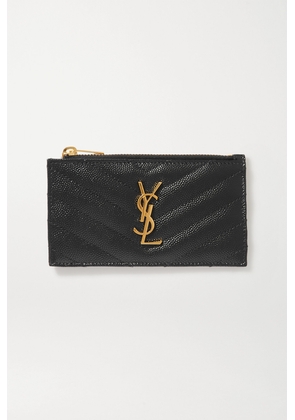 SAINT LAURENT - Monogramme Small Quilted Textured-leather Wallet - Black - One size