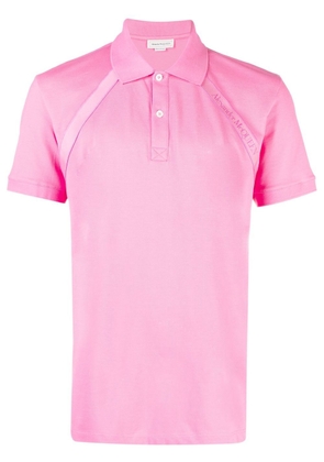 Alexander McQueen logo-tape jersey polo shirt - Pink