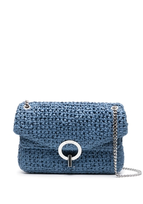 SANDRO Yza woven-raffia shoulder bag - Blue