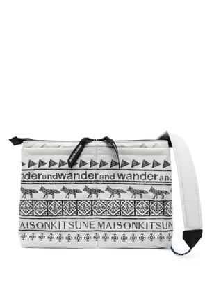 and Wander x Maison Kitsuné Nordic-print messenger bag - White