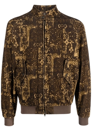 BEAMS PLUS graphic-print corduroy jacket - Brown