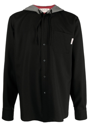 Marni drawstring-hood long-sleeve shirt - Black