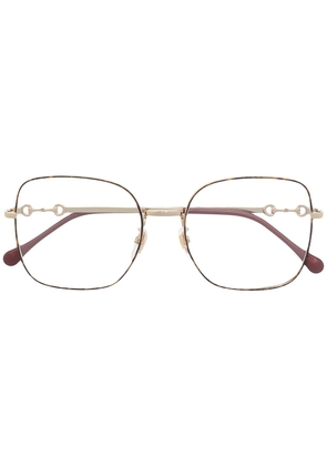 Gucci Eyewear Horsebit square-frame glasses - Gold