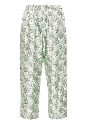 La DoubleJ Fans-print silk trousers - Green
