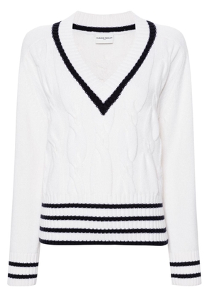 Claudie Pierlot stripe-detail cable-knit jumper - White