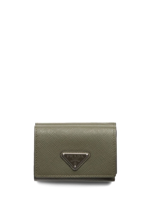 Prada logo-plaque Saffiano leather wallet - Green
