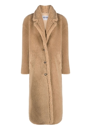 MOSCHINO JEANS single-breasted fleece coat - Neutrals