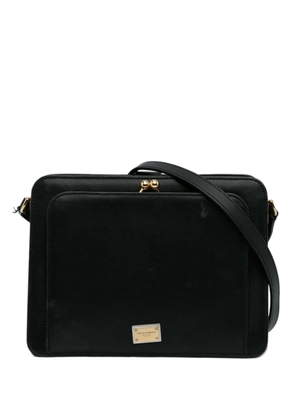 Dolce & Gabbana Pre-Owned 2010-2024 logo-plaque leather crossbody bag - Black