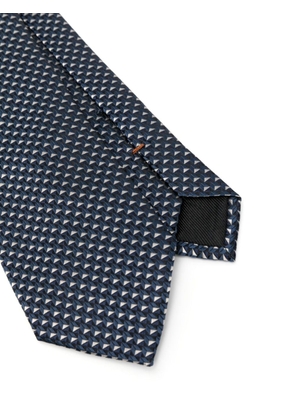 Zegna geometric-pattern silk tie - Blue