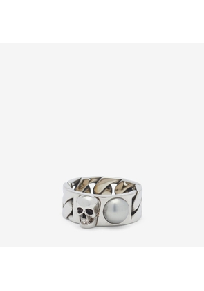 ALEXANDER MCQUEEN - Pearl and Skull Chain Ring - Item 774168I170E1445