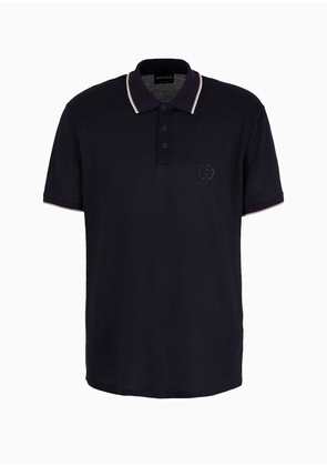 OFFICIAL STORE Short-sleeved Polo Shirt In Silk, Linen And Cotton Jersey