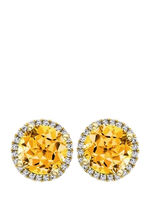 Kiki Mcdonough Yellow Gold, Diamond And Citrine Grace Stud Earrings