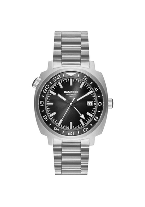 Bamford Watch Department Stainless Steel Gmt Black Tie Watch 40Mm