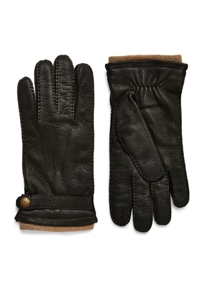 Dents Leather-Cashmere Gloves