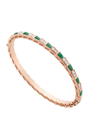 Bvlgari Rose Gold, Diamond And Malachite Serpenti Viper Bracelet