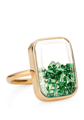 Moritz Glik Yellow Gold And Emerald Core Shaker Ring