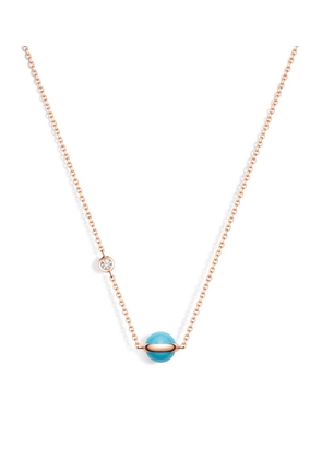 Piaget Rose Gold, Diamond And Turquoise Bead Possession Pendant Necklace