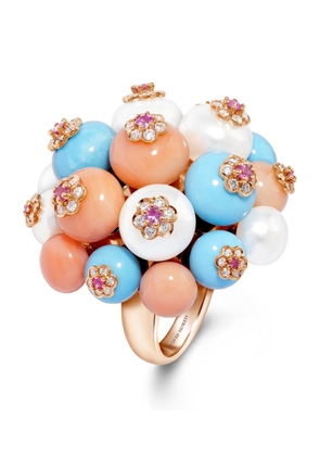 David Morris Rose Gold, Diamond And Sapphire Large Berry Cluster Ring