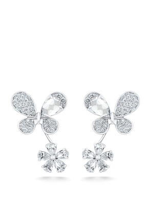 David Morris White Gold And Diamond Pixie Butterfly Earrings