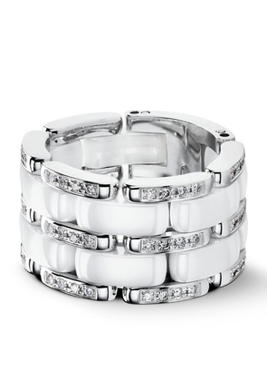 Chanel Large White Gold, Diamond And Ceramic Flexible Ultra Ring