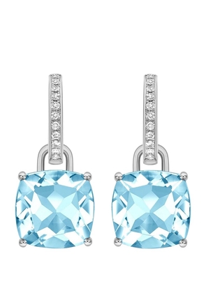 Kiki Mcdonough White Gold, Diamond And Blue Topaz Kiki Classics Earrings