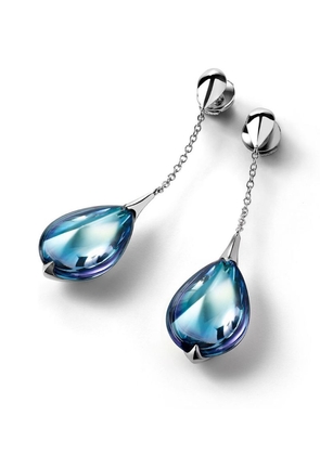 Baccarat Sterling Silver Fleurs De Psydelic Aqua Mirror Drop Earrings