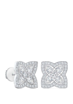 De Beers Jewellers White Gold And Diamond Enchanted Lotus Stud Earrings