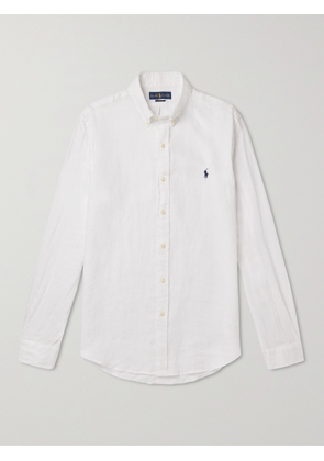 Polo Ralph Lauren - Slim-Fit Button-Down Collar Logo-Embroidered Linen Shirt - Men - White - XS