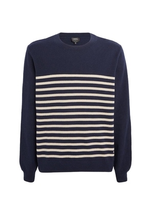 A. P.C. Cashmere-Cotton Striped Sweater