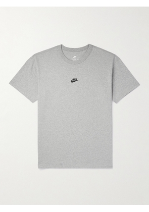 Nike - Premium Essentials Logo-Embroidered Cotton-Jersey T-Shirt - Men - Gray - XS