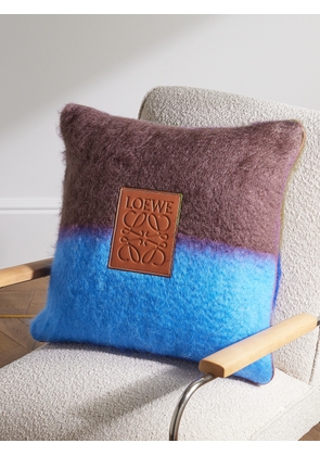LOEWE - Logo-Appliquéd Two-Tone Mohair and Wool-Blend Cushion - Men - Purple