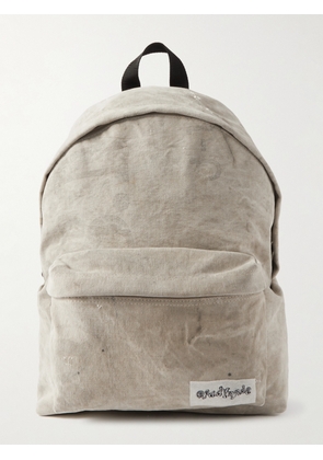 READYMADE - Logo-Appliquéd Distressed Cotton-Canvas Backpack - Men - Gray