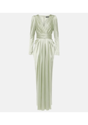 Dolce&Gabbana Gathered front-slit silk-blend gown