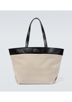 Ami Paris Canvas leather-trimmed tote bag