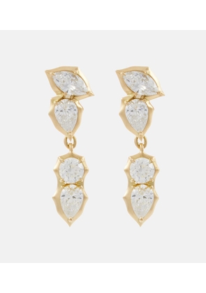 Jade Trau Poppy Single Drops 18kt gold earrings with diamonds