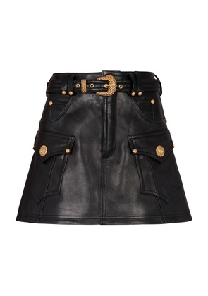 Western Leather Trapeze Skirt