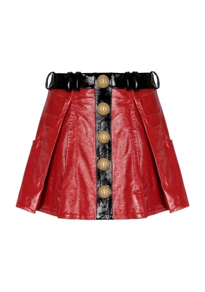 Patent leather pleated skirt