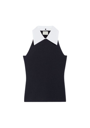 Vest top with shirt collar