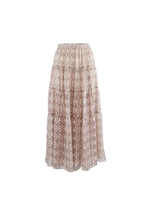 Long Skirt with Silk Frills with Spangled Stripes