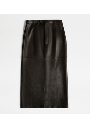 Tod's - Skirt in Leather, BLACK, 38 - Skirts