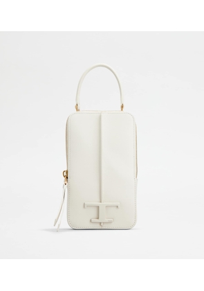 Tod's - T Timeless Phone Bag in Leather Medium, OFF WHITE,  - Wallets