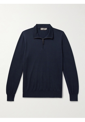 Canali - Slim-Fit Cotton Half-Zip Sweater - Men - Blue - IT 46