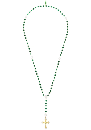 VEERT Gold & Green Rosary Necklace