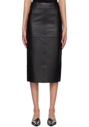 Reformation Black Veda Edition Bedford Leather Midi Skirt