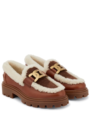Tod's Kate leather and shearling loafers