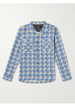 RRL - Convertible-Collar Checked Cotton-Flannel Shirt - Men - Blue - XS