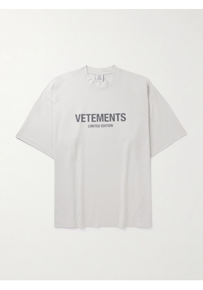 VETEMENTS - Logo-Print Cotton-Jersey T-Shirt - Men - Gray - XS