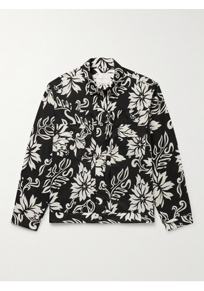 Sacai - Pleated Floral-Print Voile Blouson Jacket - Men - Black - 1