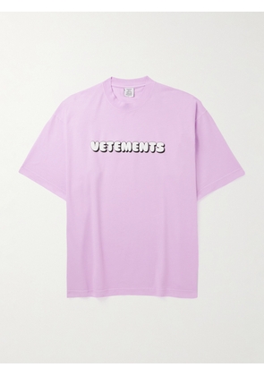 VETEMENTS - Logo-Print Cotton-Jersey T-Shirt - Men - Pink - XS