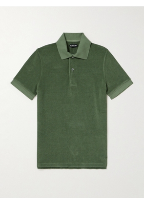 TOM FORD - Logo-Embroidered Cotton-Blend Terry Polo Shirt - Men - Green - IT 44